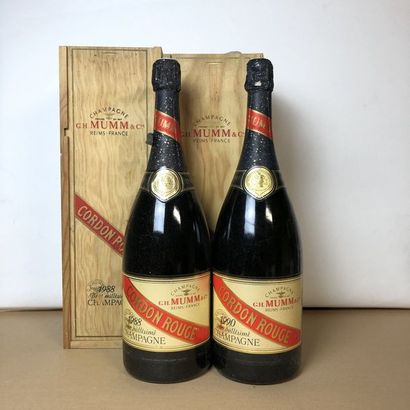 null 2 magnums : 1 CHAMPAGNE MUMM 1988 Vintage, 1 CHAMPAGNE MUMM 1990 Vintage (faded...