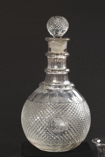 null Important crystal decanter with the figure of Prince Eugene. Body and round...