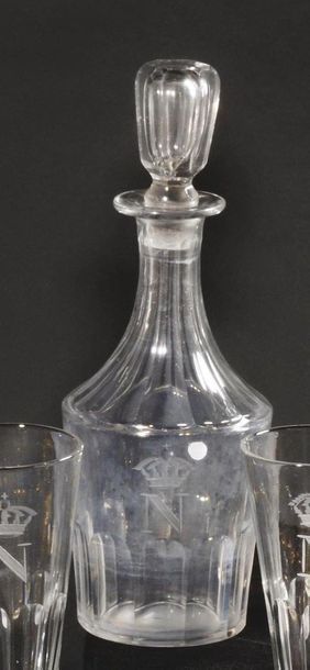 null Emperor Napoleon's service iii Small cut crystal liqueur decanter, engraved...