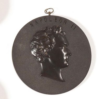 null Napoléon Ier » « Napoléon II » Paire de médaillons en bois durci. 11 cm. B....