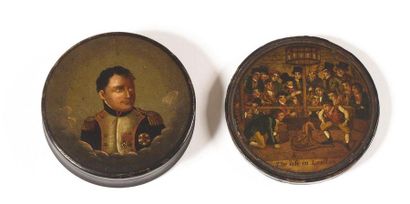 null The Emperor Napoleon I " Varnished wooden box decorated with a portrait of Emperor...