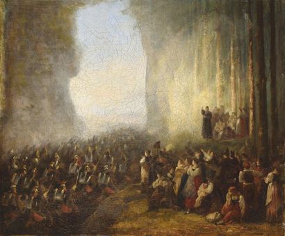 null Joseph NAVLET (1821-1889) Blessing of the office of cuirassiers. Oil on canvas...
