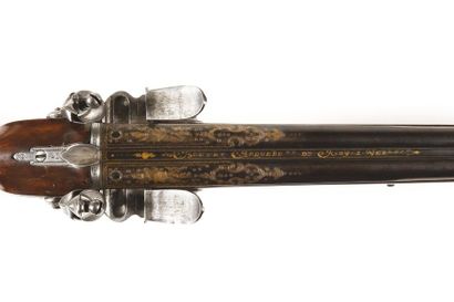 null Boutet A Versailles. Beautiful double flintlock shotgun. Long round barrels...