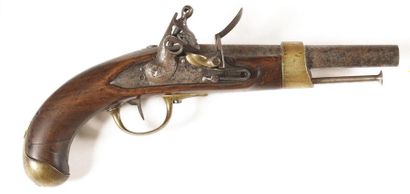 null . Flintlock pommel gun model AN XIII . Round barrel with thundering sides, struck...