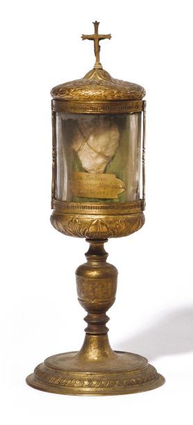 null Stone from the tomb of Emperor Napoleon I at St. Helena. Contained under glass...