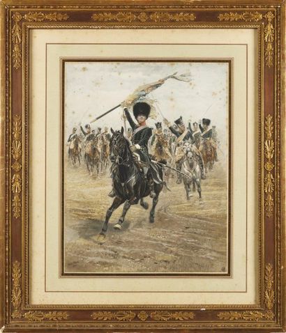 null Edouard DETAILLE, after La charge des chasseurs à cheval. First Empire Period...