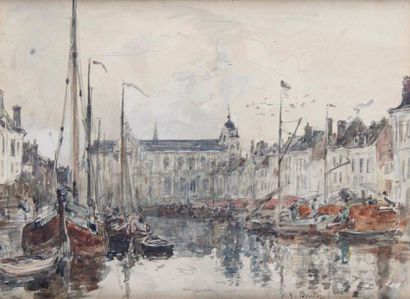 EUGENE BOUDIN (1824-1898) Bruxelles, le bassin...