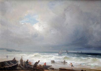 THEODORE GUDIN (1802-1880) Bord de rivage...