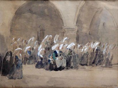 EUGENE BOUDIN(1824-1898), Messe en l’église...