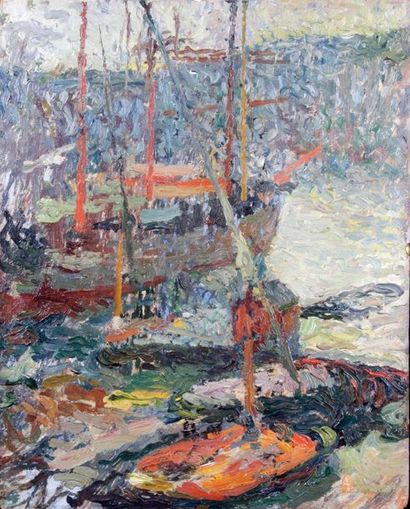 null HENRI MARTIN (1860-1943)
Port de Marseille, bateaux à quai (recto); Vue de Villeneuve-sur-Lot...