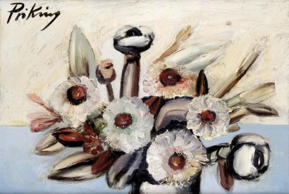 null FRANZ PRIKING (1929-1979) Bouquet de fleurs Huile sur toile, signée à haut à...