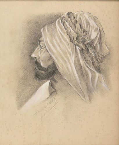 null Gaston de LAUVERJAT (1839-1913).

French school.

"The Emir Abdel Kader, profile."

Nice...