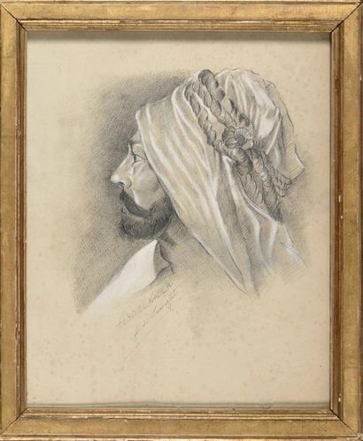 null Gaston de LAUVERJAT (1839-1913).

French school.

"The Emir Abdel Kader, profile."

Nice...