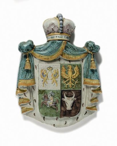null 
RUSSIA


Coat of arms of the TROUBETZKOY family


(Трубецкой)


Large polychrome...