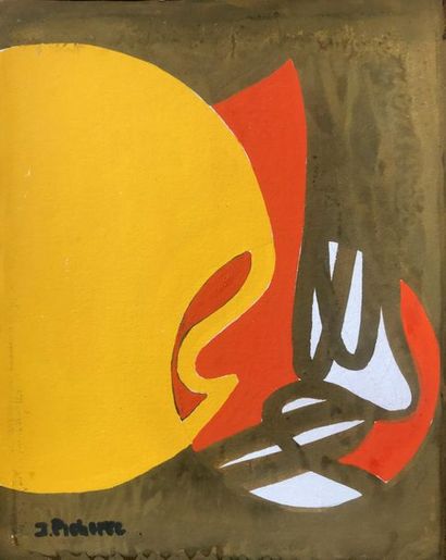 null JAMES PICHETTE (1920-1996) Sans titre Gouache sur papier marouflée sur toile...