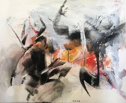 null SHENG LAO (Né en 1946) « Spatial Symphonie » Acrylique sur toile Signé en bas...
