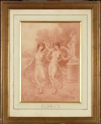 null François LAFON (1846-c.1920) Nymphes dansantes Sanguine sur papier Monogrammé...