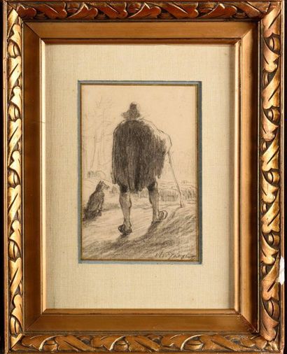 null Charles Emile JACQUE (1813-1894) Shepherd and his dog Charcoal, signed lower...