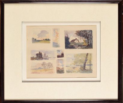 null Edmond CUISINIER (1857-1917) Etude de paysages et portraits Paire d'aquarelles...