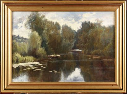 null Mary RENARD (1849-1925) Bord de rivière Huile sur toile Signé en bas à gauche...