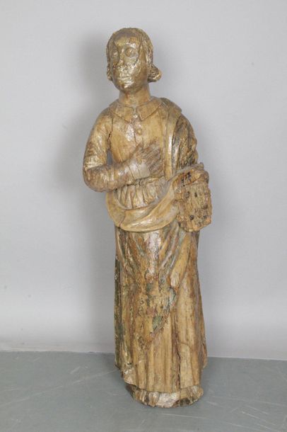 null Saint Jean de Calvaire en bois sculpté en ronde-bosse avec restes de polychromie....