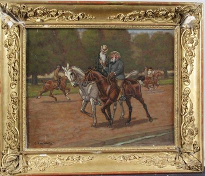 null C.H. de COURSY, French school 19th-20th century LES COURSES Oil on canvas signed...
