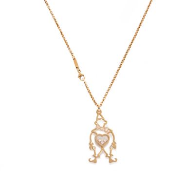null CHOPARD Happy Clown PENDANT in 750 thousandths pink gold dressed with twenty-nine...