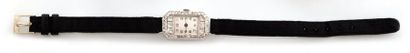 null Set of two Art Deco style ladies' WATCHES in metal enhanced with rose cut diamonds....