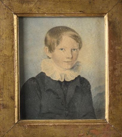 null École Française du début du XIXème siècle Portrait d’enfant en buste Aquarelle...