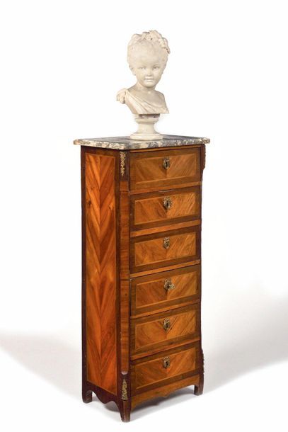 null Secretary with rosewood and amaranth flap, opening with four drawers and a flap...
