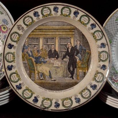 null Montereau Two plates of the Greek Independence series in fine earthenware with...