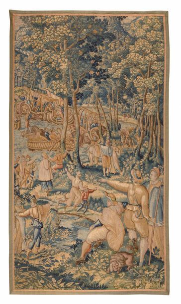null Exceptional fragment of a tapestry panel from the Royal Manufactory of the city...