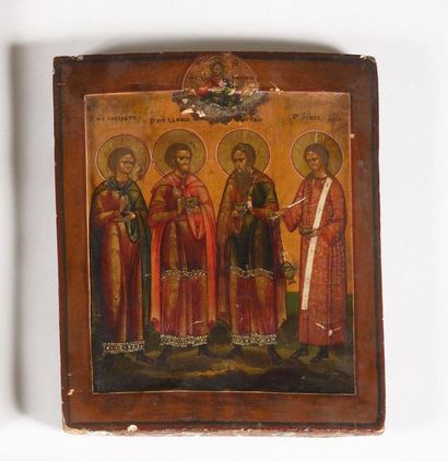 null Icon "Saint Kondrat, Saint Simeon, Saint Gregory".

Russia, 19th century

Tempera...