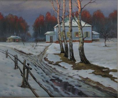 null GUERMACHEFF Michail (1867 – 1930)

Paysage d’hiver

Huile sur toile

Signée...