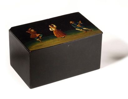 null Box decorated with a dance scene.

Lacquered papier-mâché

Russia, early 20th...