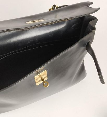 null HERMES PARIS - 1959 Bag model Kelly 35 cm in black box leather stamped O original...