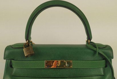 null HERMES PARIS year 1989 Bag model Kelly 28cm in green togo leather. Original...