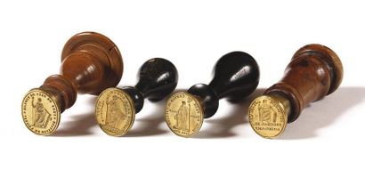 null Four brass court or justice of the peace wax seals: - From Toulon - From the...