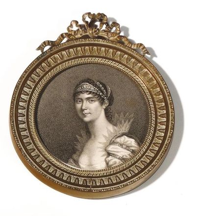 null Two black and white medallions. "Emperor Napoleon I and Empress Josephine. "...