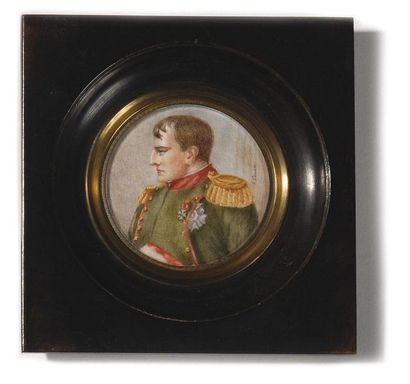 null Set of seven framed miniatures on the First Empire: General Junot, Emperor Napoleon...