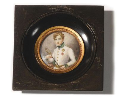 null Set of seven framed miniatures on the First Empire: General Junot, Emperor Napoleon...