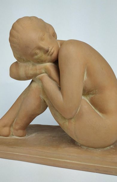 null Amedeo GENNARELLI (1881-1943) Nude female seated Sculpture in terracotta signed...