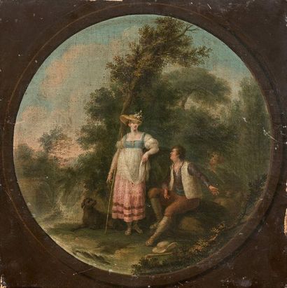 null GERMAN SCHOOL from the end of the 18th century
Pastoral scene in a painted circle
web
32...