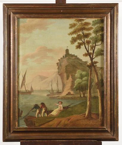 null 18th century FRENCH SCHOOL, Lacroix Follower from Marseille Animated Seaside...