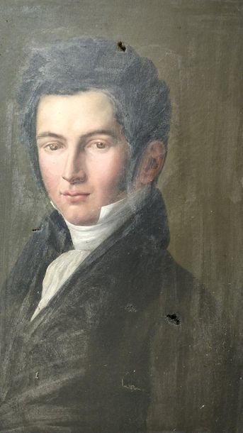 null FRENCH SCHOOL of the early 19th century Portrait of a man Oil on canvas (accidents)...