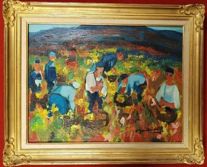null Pierre GAILLARDOT (1910-2002) Les vendanges Oil on canvas Signed lower right...