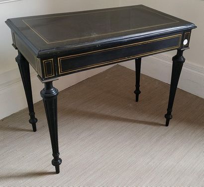 Rectangular GAMES TABLE in blackened pearwood,...