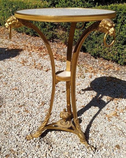 null GUERIDON in chased gilt bronze with a tripod base finished with lion claws,...