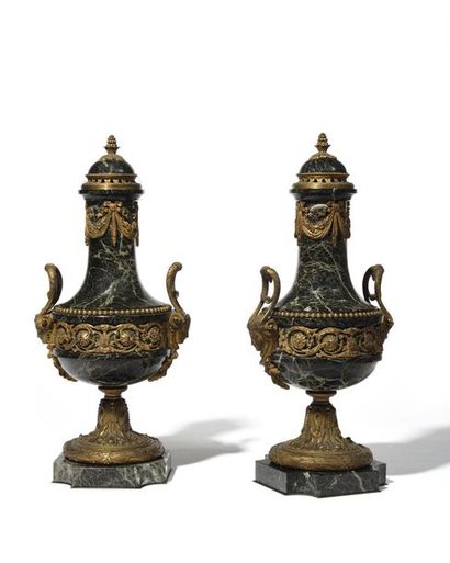 Pair of covered vases forming a perfume burner...