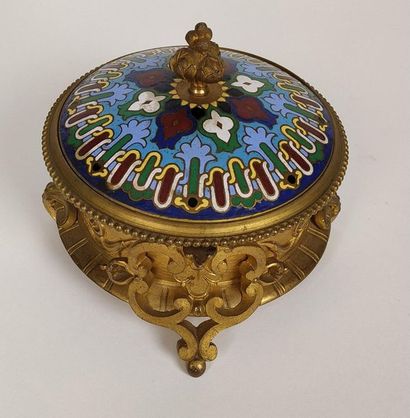 Gilt bronze covered and chiselled box decorated...